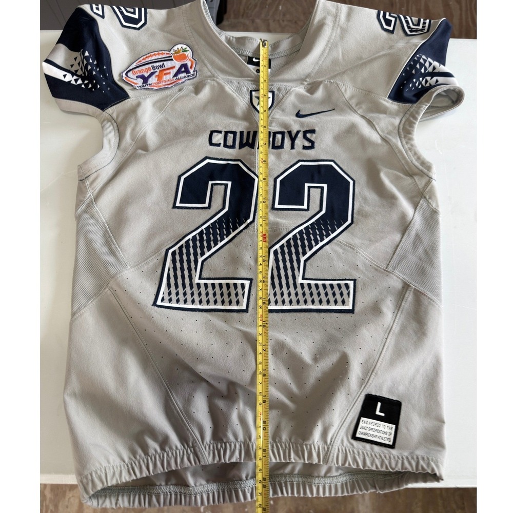 Nike Cowboys Football Jersey Gray Excellent Orange Bowl YFA #22 Youth L - Picture 15 of 16